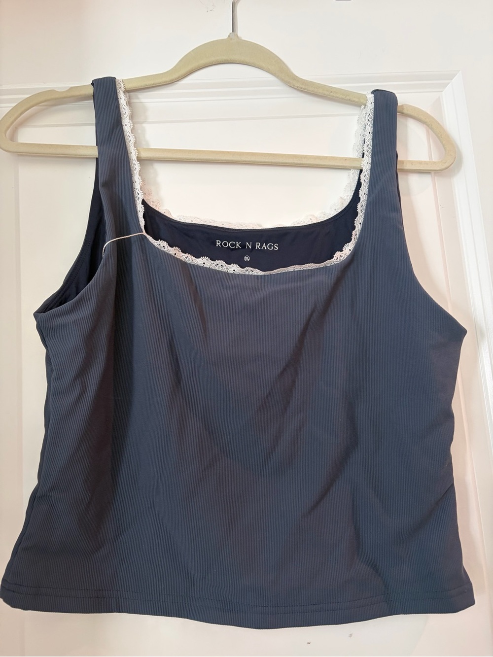 ROCK N RAGS DO IT ALL LACE TANK ★ DUSTY BLUE